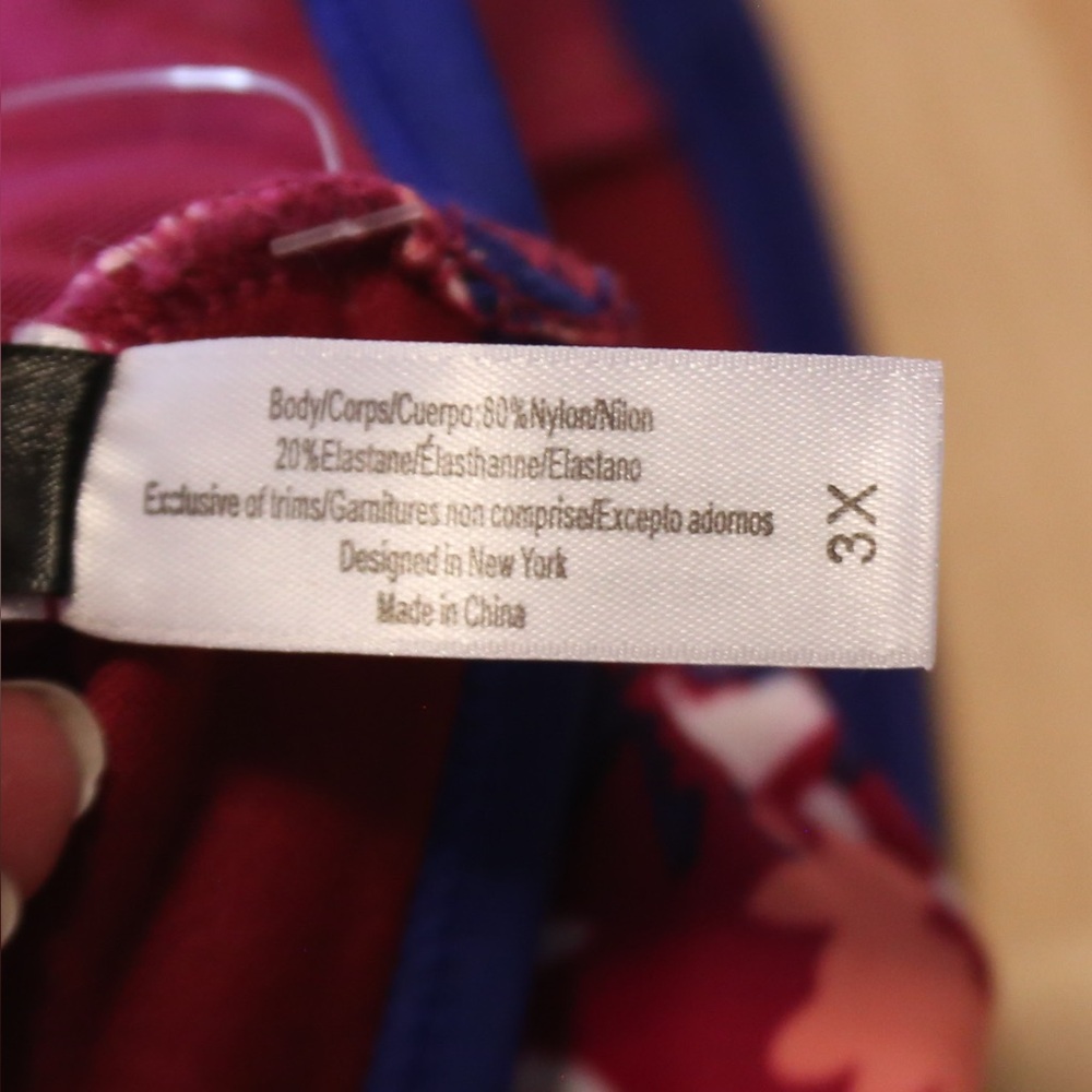 Adore Me Floral One-Piece Swimsuit Women’s 3X Pink Blue Crisscross Back - Picture 11 of 14